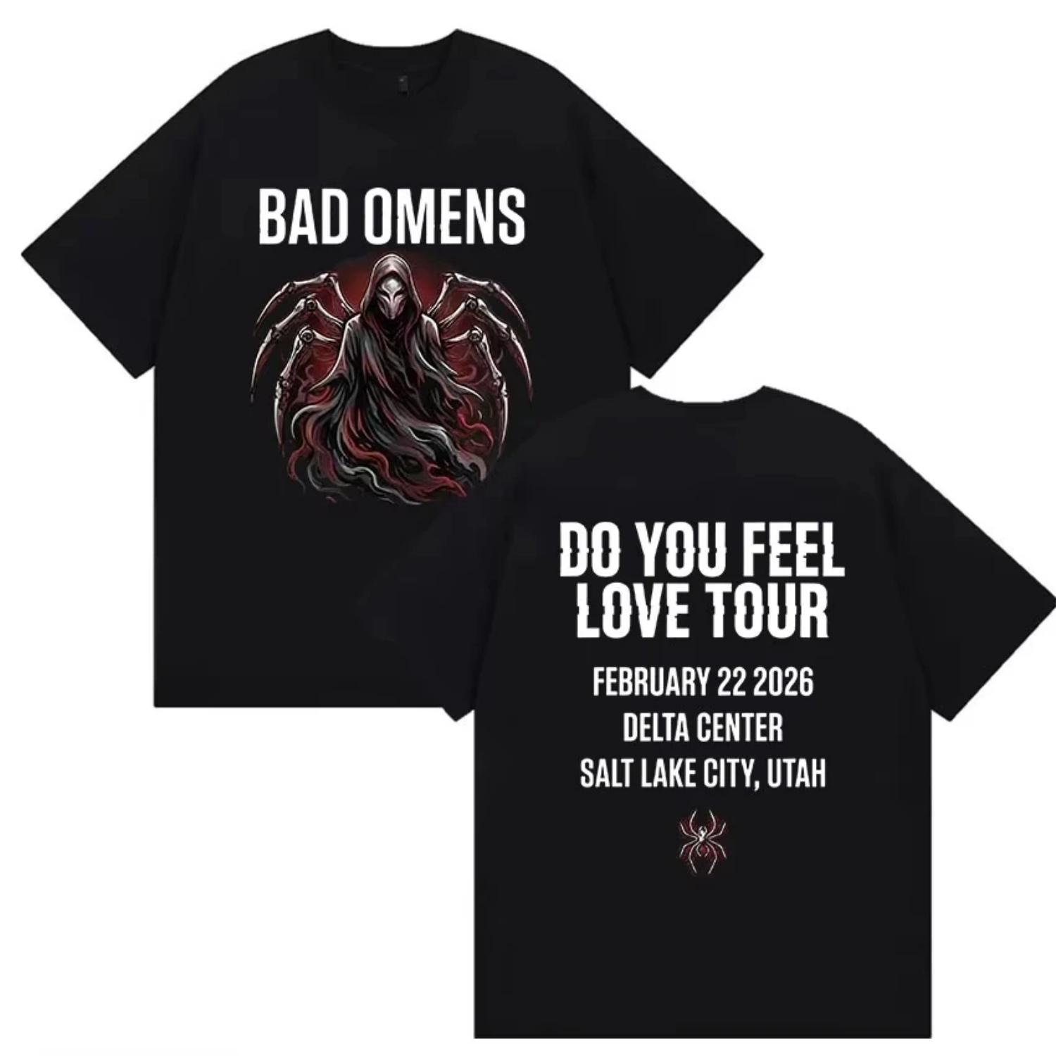 

Rock Band Bad Omens Do You Feel Love Tour 2026 T-shirt Men and Women Summer Gothic Clothing Fashion Round Neck Short Sleeved Top S чёрный