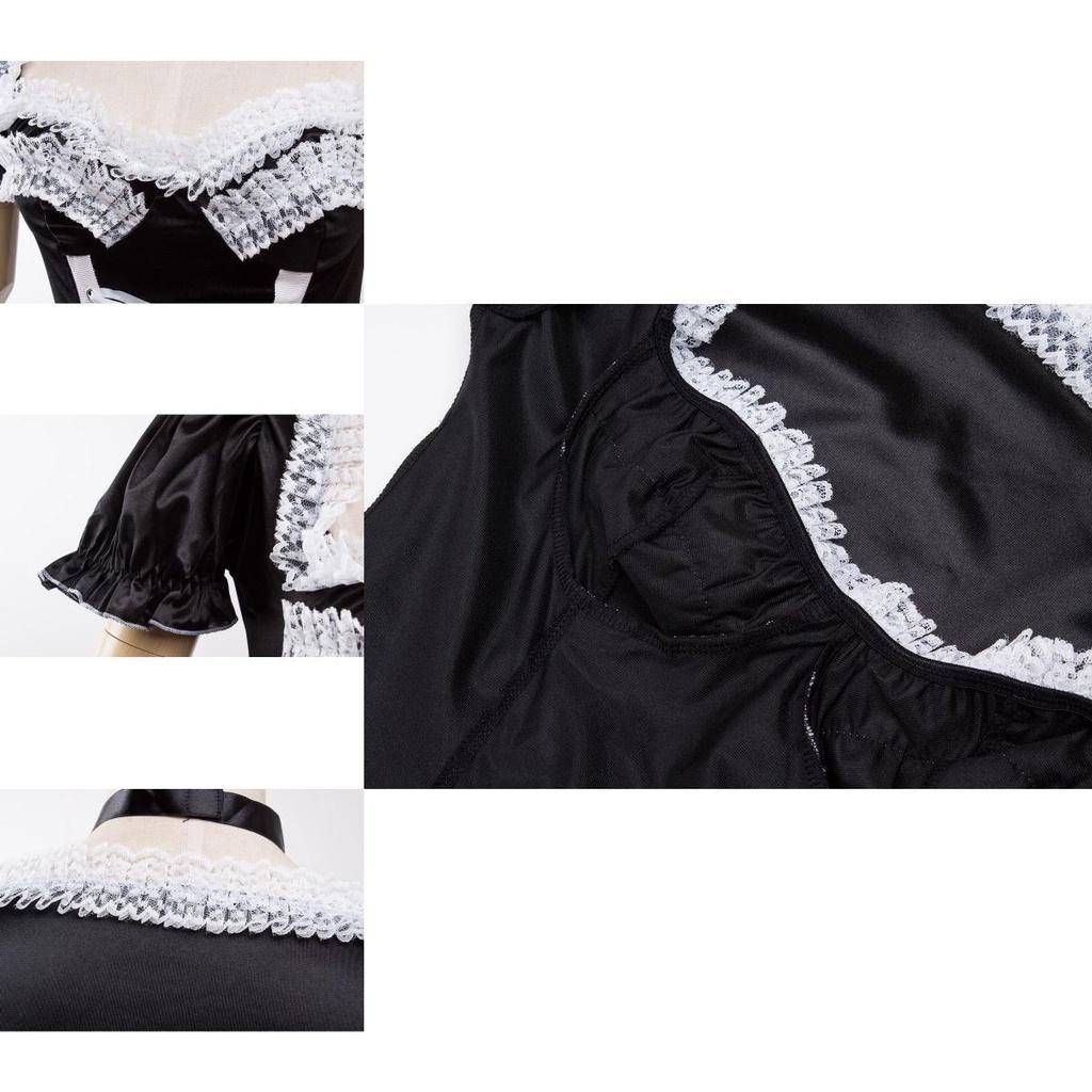 French Maid Uniform Costume Black Cosplay Dress For Exotic Roleplay