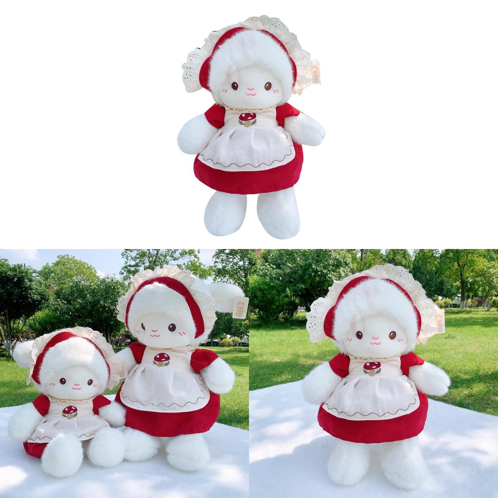 Mushroom Sheep Plush Toy Large Red Hat Garden Style Pillow For Girls And Boys Gift