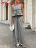 Casual Plaid Sleeveless Twopiece Set With Ruffle Hem For Women Spring Summer Comfort