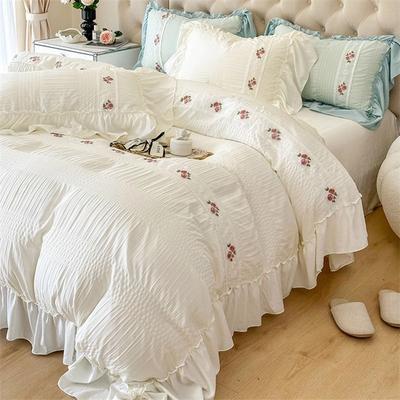 Kant Beddengoed Set voor Meisjes, Prinses Dekbedovertrek met Laken, Zacht Gewassen Katoen, Franse Romantische Huistextiel, Elegant en Zacht