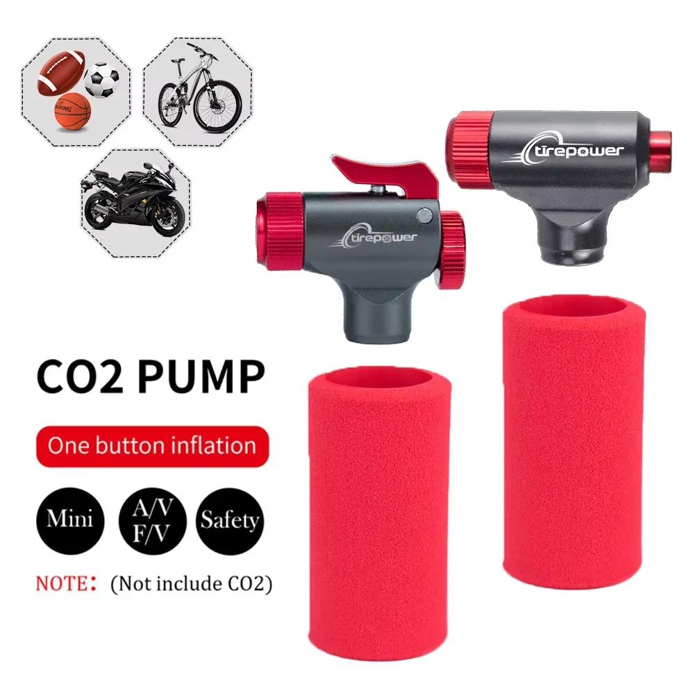 Aluminum Alloy Automatic Pump Mini Portable Bicycle Pump Fast CO2 Tire Inflator Bike Pump Black For Schrader and Presta Adapter