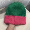 Simple two-color splicing wool hat women's autumn and winter warm niche versatile ear protection hat large version knitted pullover hat tide