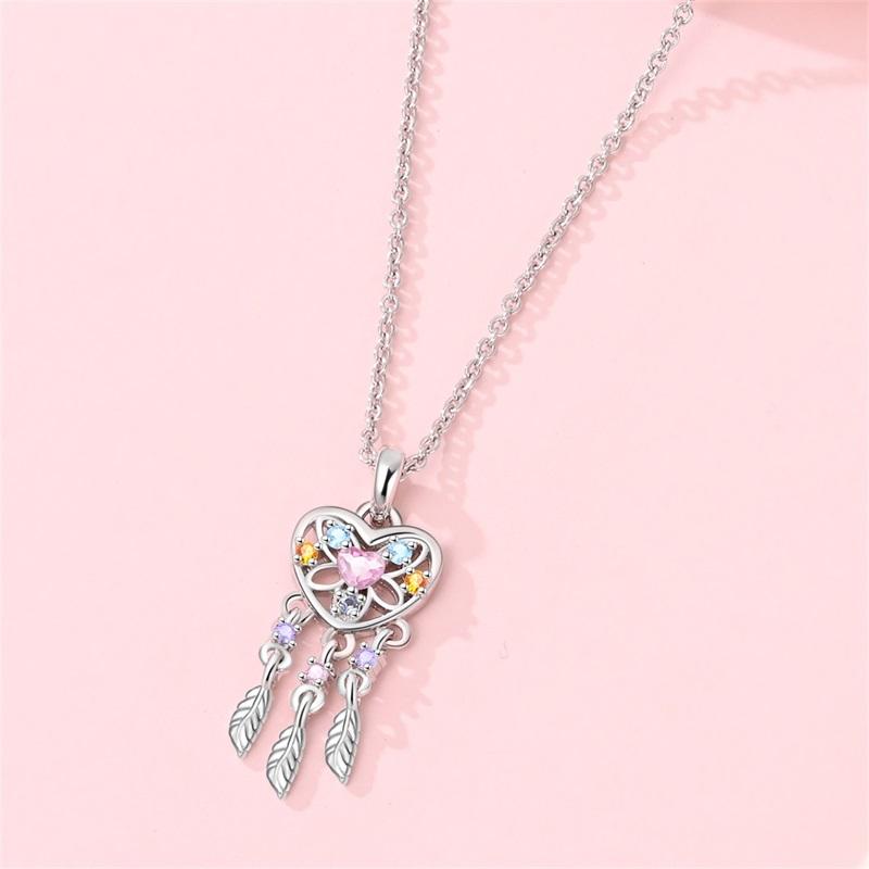 Necklace 925 Silver Cross Moonlight Guardian Dreamcatcher Necklace For Women Fashion Birthday Anniversary Jewelry Gifts
