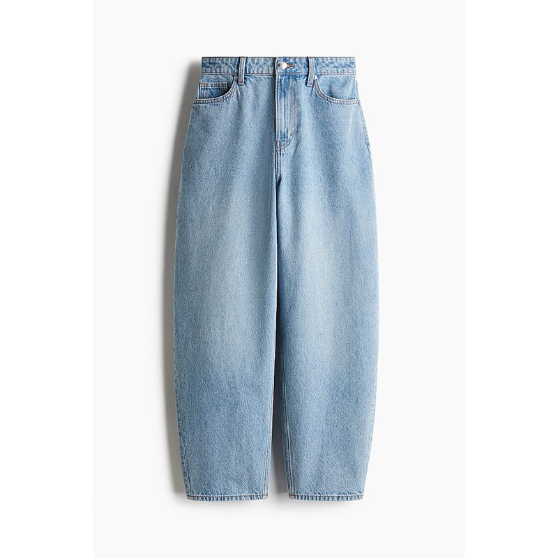 

HM Women s Clothing Fall 2025 New Arrival Lantern Trouser Legs Loose Tube-Shaped High Waist Denim 1229032 Light Denim Blue 024 170/88