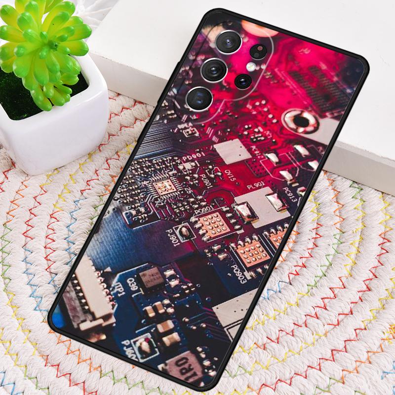Motherboard Circuit Board Silicone Phone Case For Samsung Galaxy note 10 pro S26 S25 S24 S23 S22 S21 Plus S25Ultra Capa Cover