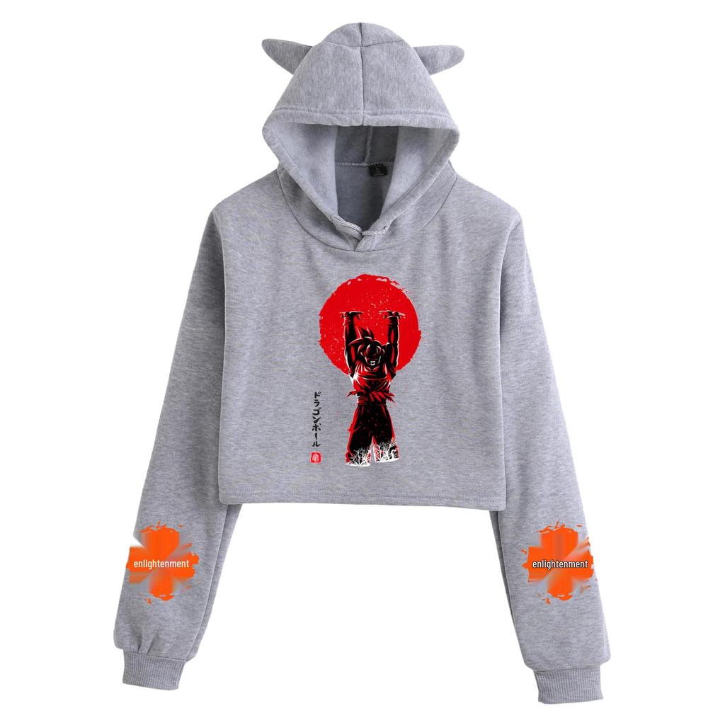 Felpa con cappuccio da donna Dragon Ball Goku Orecchie da Gatto - Design Stampato Serie Saiyan