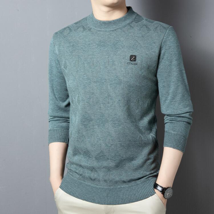 Herbst- und Winterpullover für Herren, schmal geschnitten, langärmelig, gestricktes Bodenhemd, lässiger Innenstrickpullover, Herrenbekleidung