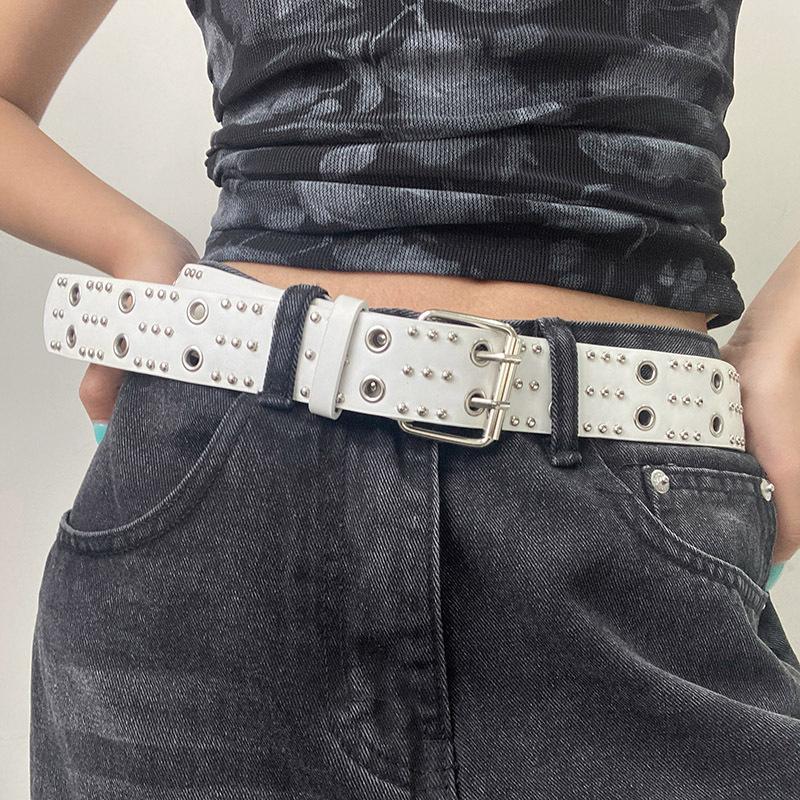 Women's Rivet Belt Fashion Casual Punk Style Pu Leather Waistband Personalized Waistband Decoration Accessory