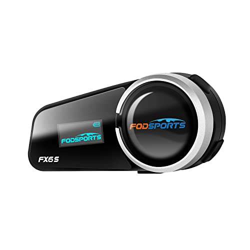 FODSPORTS Motorcycle Intercom FX6 S LCD Screen Display 6 People Simultaneous Call Bluetooth 5.0 HI-FI Sound Quality Wide FM Radio 20H Continuous