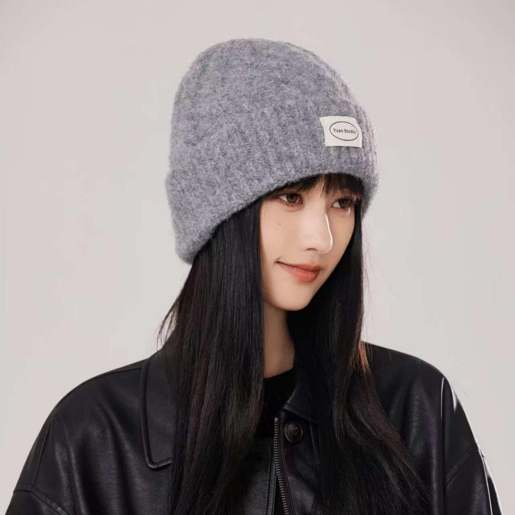 Autumn and winter letter twist wool hat warm thickened ear protectors casual versatile solid color woven knitted hat cold hat