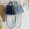 Simple Design Women's Denim Shoulder Messenger Bag Solid Color Ladies Handbags with Pocket Vintage Female Girls Small Tote Bags