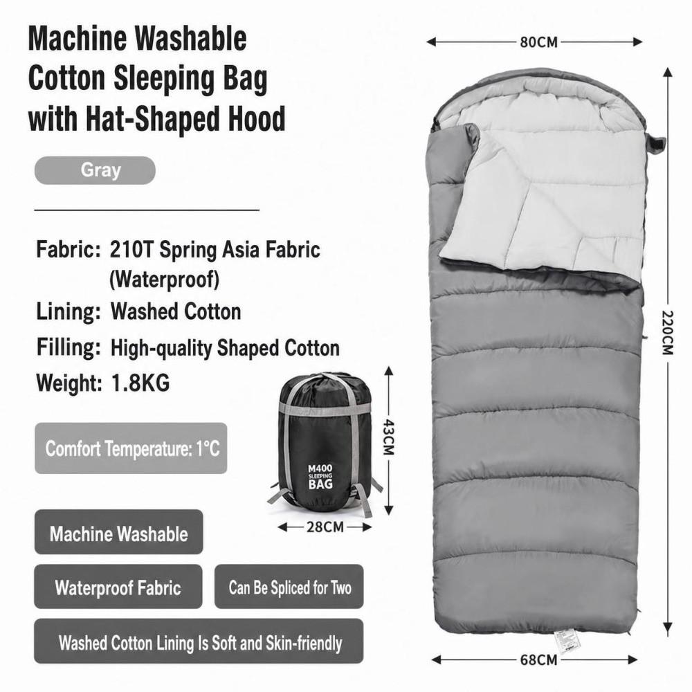 Ultralight Cotton Sleeping Bag Machine Washable Warm Sleeping Bag Outdoor Adventure