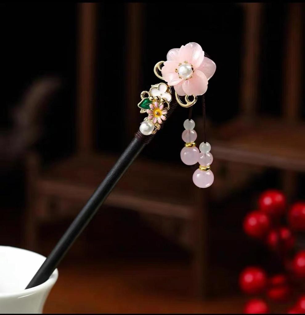 Grampo de Cabelo com Borla de Sândalo de Alta Qualidade para Penteados Updo de Hanfu Cheongsam