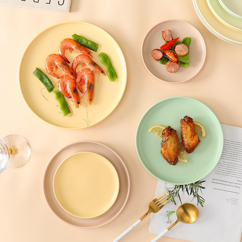 Nordic Creative Ceramic Round Flat Plate Morandi Simple Home Western Food Pizza Steak Plate Pasta Dim Sum Shallow Plate