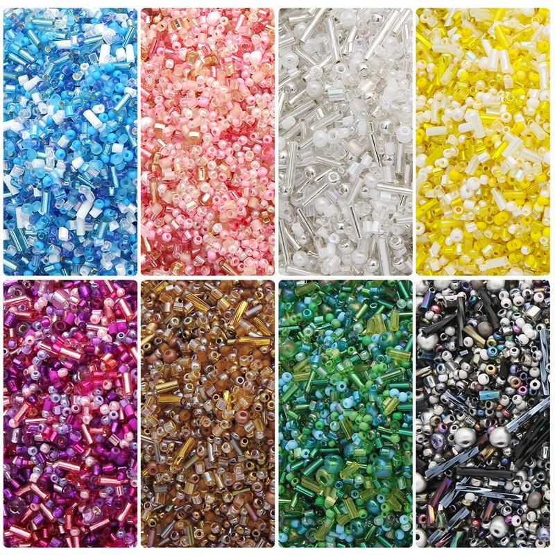 20g/Bag 1.5-4.5mm Japan Seed Beads Mixed Delica Round Glass Beads Mix Colors and Size Glass Twist Bugle Tube For Clothing Accessory