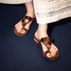 2025 summer new retro amber brown set-toed flip-flops women's high-end low-heeled open-toed cool slippers