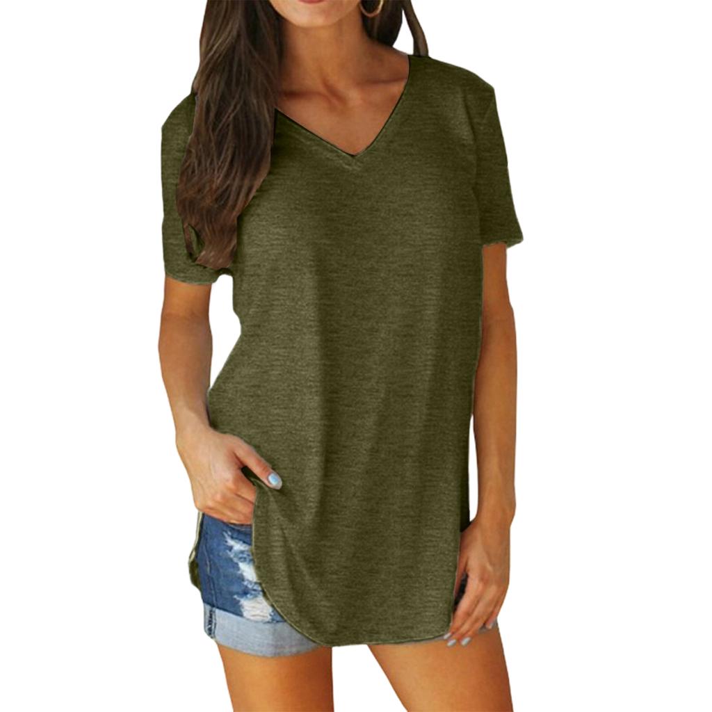 Women's Fashion Casual Blouse Plus Size T-Shirt V-Neck Short Sleeve Top