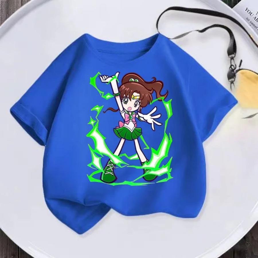 Summer New Kids T-shirt Anime Sailor Moon Girl T-shirt Fashion Cute Girl Anime Harajuku Style Short Sleeve T-shirt Top