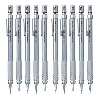 Pentel GraphGear 500 Mechanical Pencil, 0.3mm, 10-Pack, Silver Barrel. Features a Slim Tip for Clear Visibility of Lines and Text,