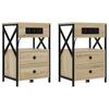 Nightstand Set (2 Pcs) Sonoma Oak Finish 40 X 31 X 60 Cm Engineered Wood