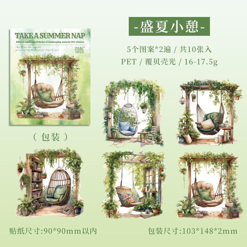 10 pcs Vintage Window PET Stickers pack Creativity Adhesive Diy Hand Account Diary Album Scrapbooking material Craft Supplies