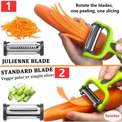 Stainless Steel Peelers 3-in-1 Peeler for Kitchen Multifunction Peelers Julienne Peeler Serrated Peeler Vegetable Peeler Tools