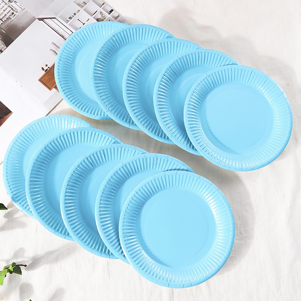 10 PCS Solid Color Disposable Paper Tray Eco-friendly Cardboard Diameter 18cm High quality white cardboard Handmade props