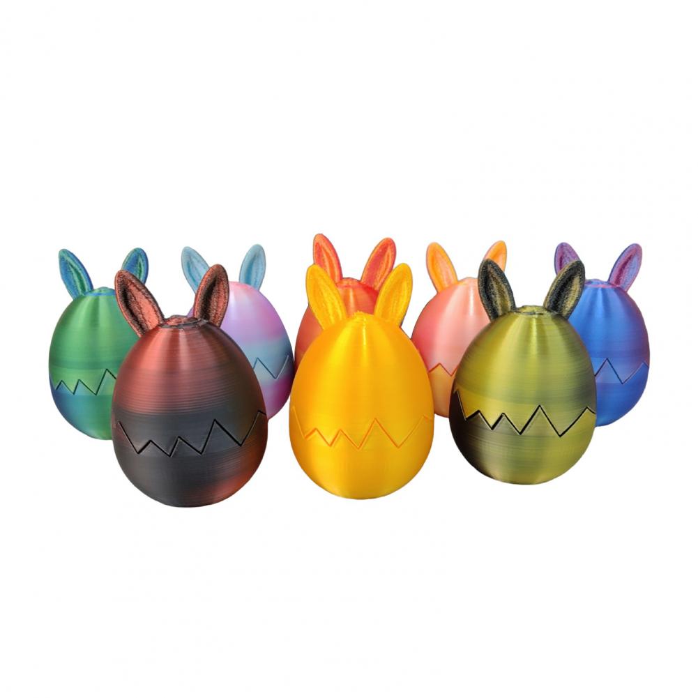 3d Printed Egg Decoration Easter Egg Ornament Easter Bunny Ear Egg Ornament with Detachable Figurine 3d Printed Holiday