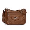 Leren Crossbody Tas met Meerdere Ritsen, Gevlochten Detail en Klepzak, Casual Schoudertas voor Dames