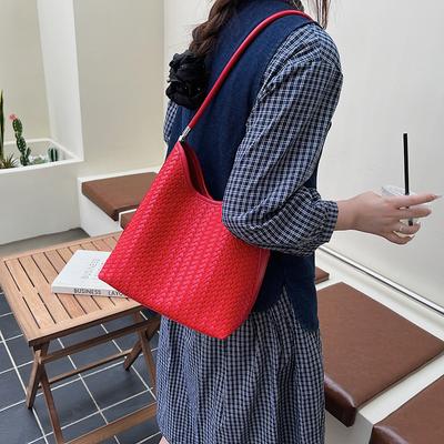 Large Capacity Woven Handbag Bag Women's Summer New Casual Shoulder Underarm Bag Commuter Bucket Bag