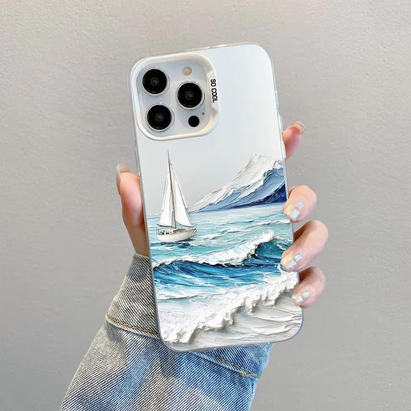 

Ocean Mountains Motif Print Phone Case For Samsung Galaxy S26 S25Ultra S24 S23 FE S22 S21 Plus S20 A55 A54 A25 Hard Matte Cover Galaxy S20 Ultra