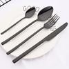 16Pcs for 4 People Pink Gold Dinnerware Set Stainless Steel Knives Forks Tea Spoons Dinner Set Family Kitchen Tableware Set