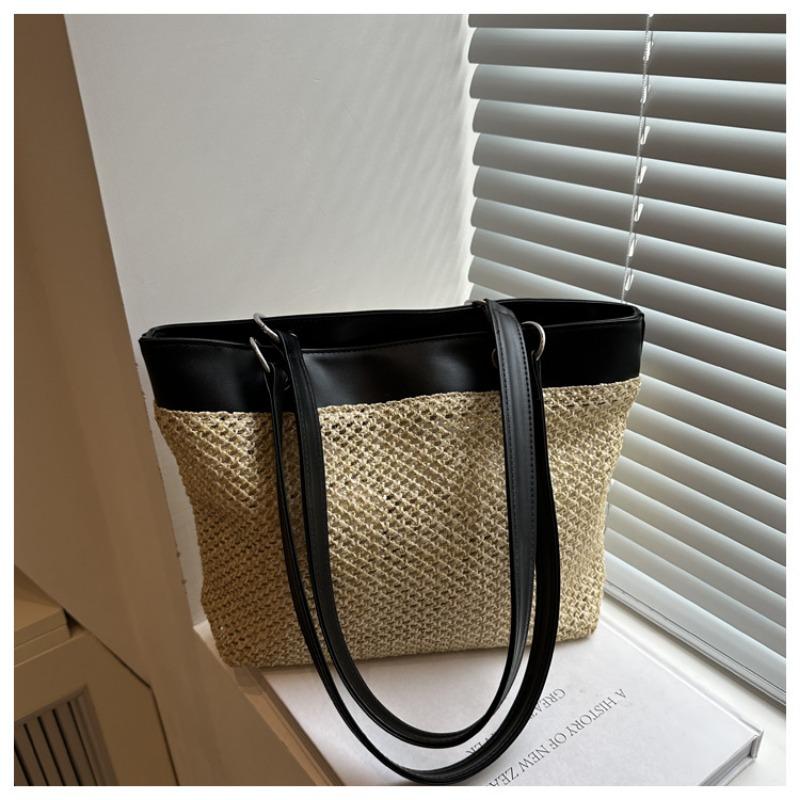 Summer New Fashion Straw Commuter Tote Bag Women's Retro High-end Casual Shoulder Armpit Bag