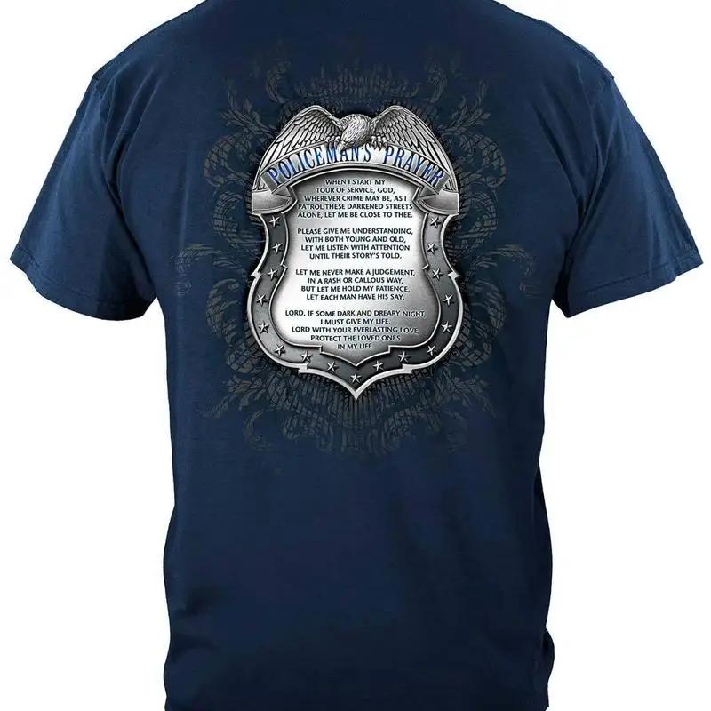 Policemans Chrome Badge With Prayer Law Enforceunisext 100 Cotton T Shirt