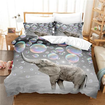 Color Elephant Duvet Cover Set 3D Print Wild Animals Pattern King Queen Full Size Comforter Cover for Kids Boys Girl Bedding Set