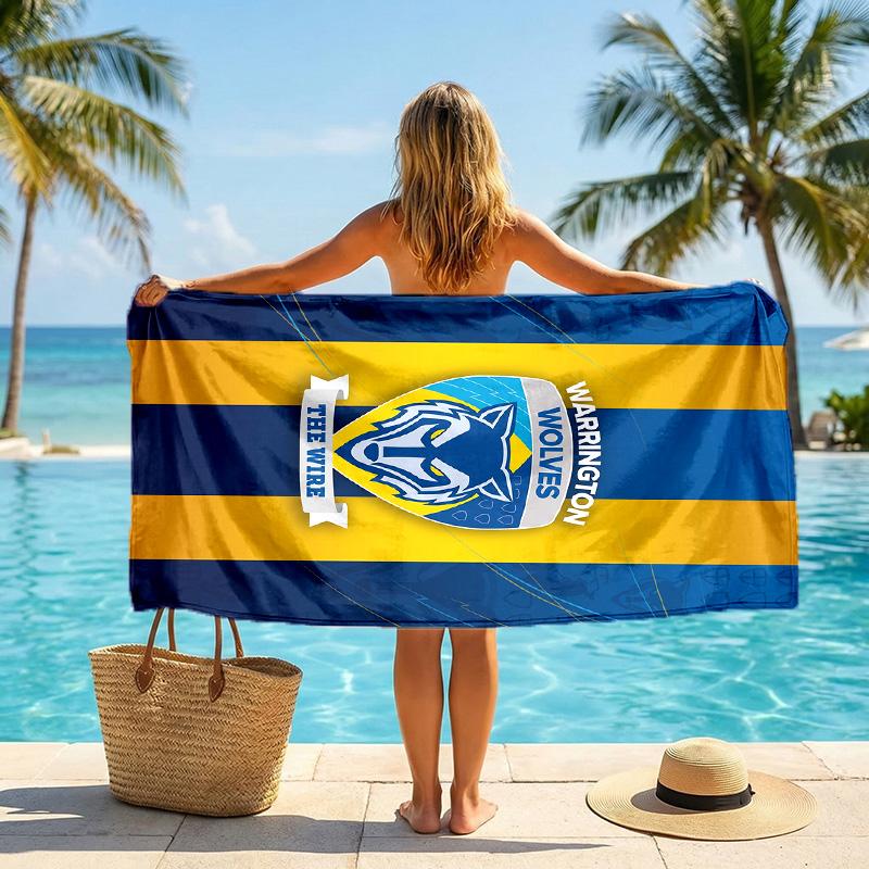 Warrington Wolves Fashion Beach Towel Portable Soft Quick Dry Towel For Swimming Camping Holiday Use
