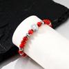 Heiliger Benedikt Edelstahlarmband für Herren, Armband mit roten Kiefernsteinen, Katholischer Christlicher Schmuck