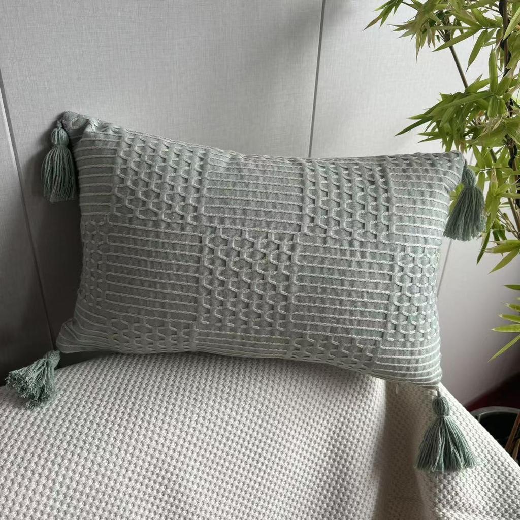 30x45cm Vintage Chenille Weave Cushion Cover with Tassels Skin-friendly Durable Machine Washable Wrinkle-resistant Pillow Case