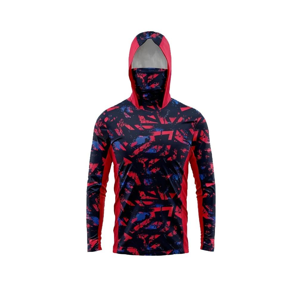 Tactical Camo UPF50+ Fishing Hoodie With Face Mask 3D Print Unisex Quick Dry Anti‑UV Breathable Outdoor Fishing Shirt