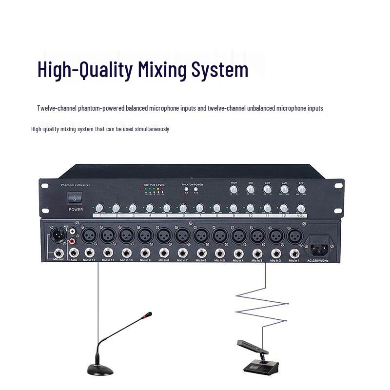 Runpu RP-HT1012 12-Channel Phantom Power Microphone Mixer (CN Version)