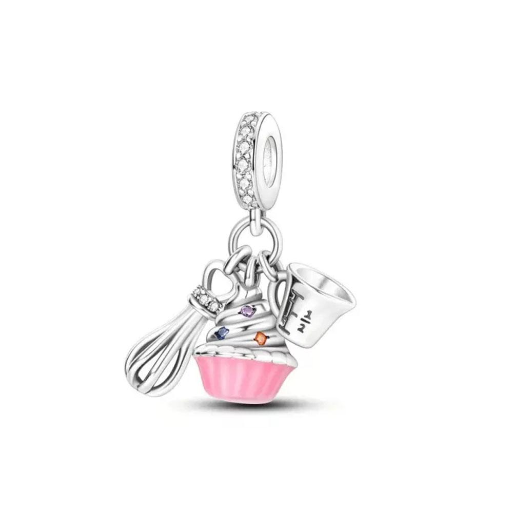 Nuovo Argento 925 Serie Rosa Torta maker infermiera Cubo Multicolore Perla Charms Gioielli Squisiti Adatto a Braccialetto 3mm Regalo Fai da Te Compleanno