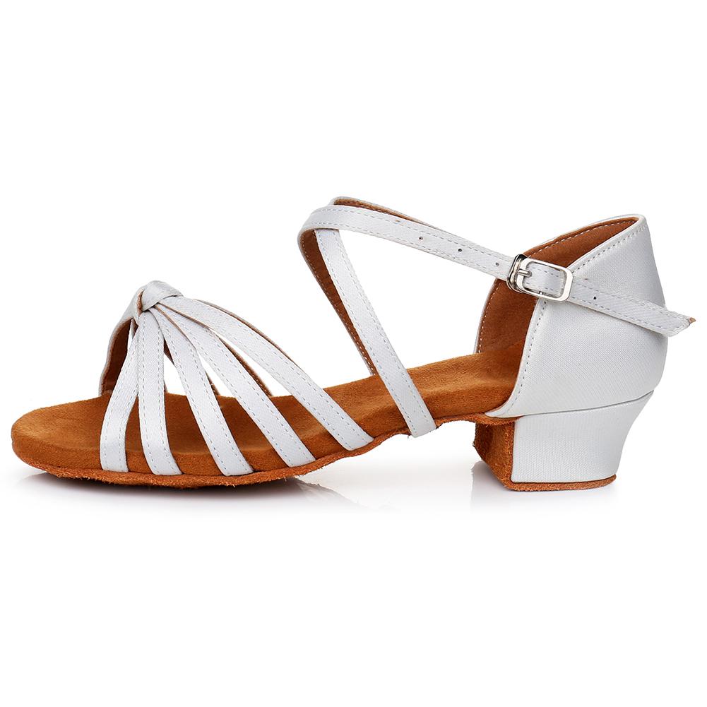 Kinder Mädchen Niedriger Absatz 3,5 cm Standard Tanzschuhe für Damen Mädchen Latein Salsa Tanzschuhe 34 weiß