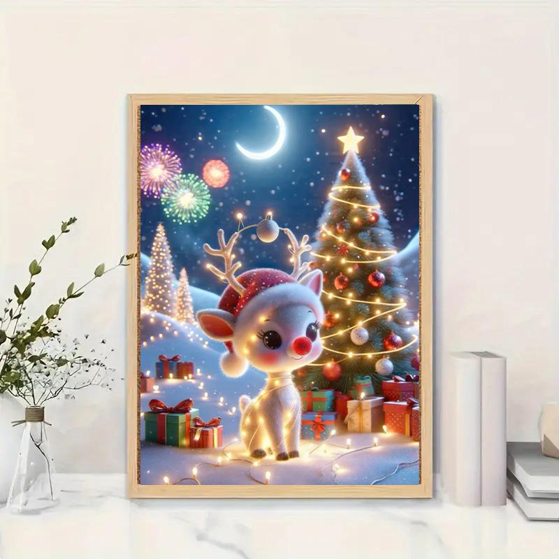 Full Round Diamond Christmas Animal Decoration Painting Kit 5D Diamond Embroidery Handmade Crafts Rhinestone Art Interior Wall Decor