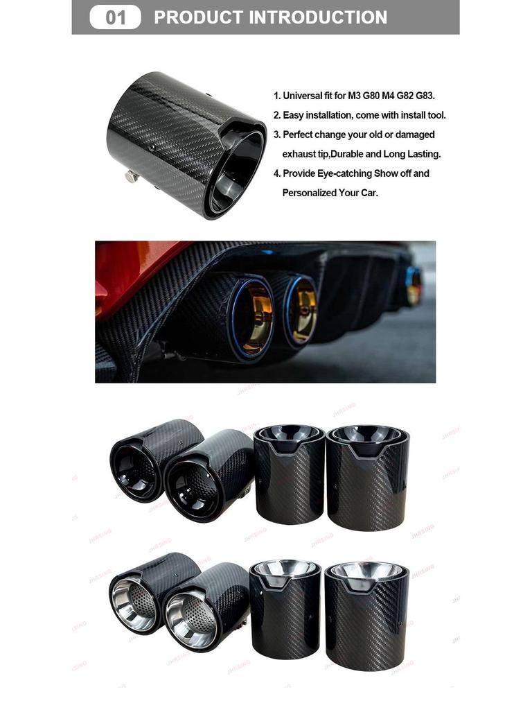 Stainless Steel Carbon Fiber Exhaust Tailpipe for BMW M3 G80 M4 G82/G83