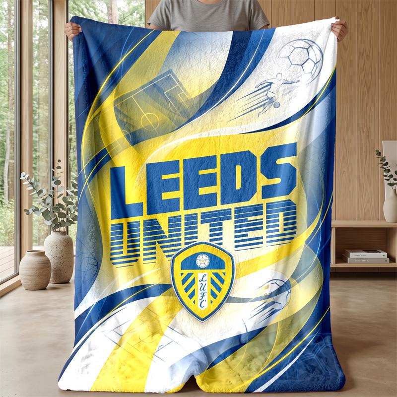 Coperta in Flanella con Stampa Leeds United, Morbida Calda Leggera Coperta da Divano Letto Campeggio