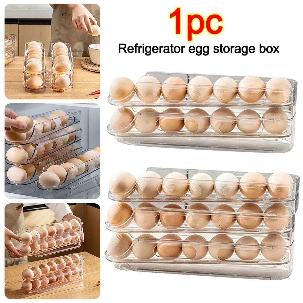 Stackable Scrolling Egg Holder 2/3 Layer Egg Organiser  for Kitchen Supplies