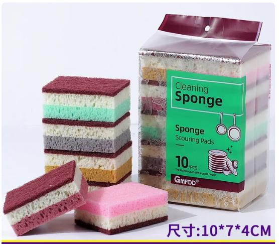 

5pc High density sponge cleaning cloth, dishwashing cloth, non greasy kitchen and catering supplies, sponge brush, pot and bowl 10x7x3cm