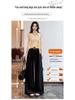 Women's High-Waisted Striped Wide-Leg Pants with Belt - Casual, Loose, Floor-Length Style