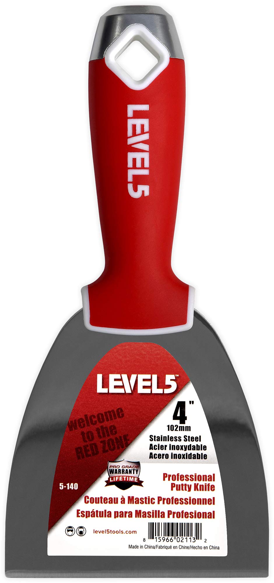 

LEVEL5 Soft Grip Stainless Steel Drywall Joint Professional Comfort Finishing Tool with Metal Hammer Head for Gypsum and 10cm Knife/Spatula,